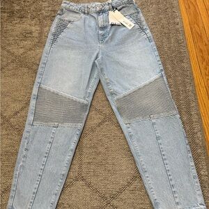 Zara  Join Life Light Blue Straight Leg Jeans with Ribbed Details